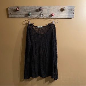 Black Lace Long Sleeve Shirt